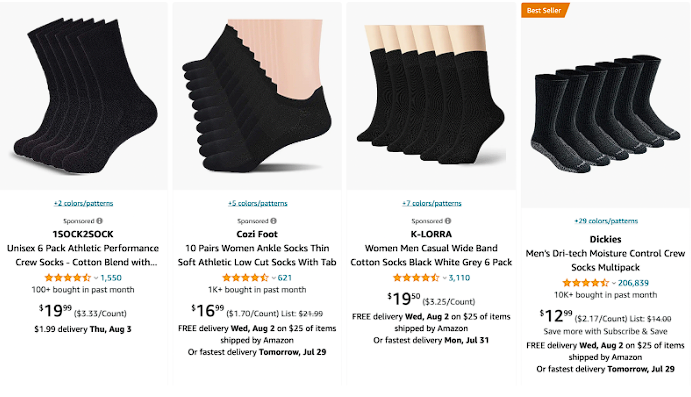 amazon ads -socks